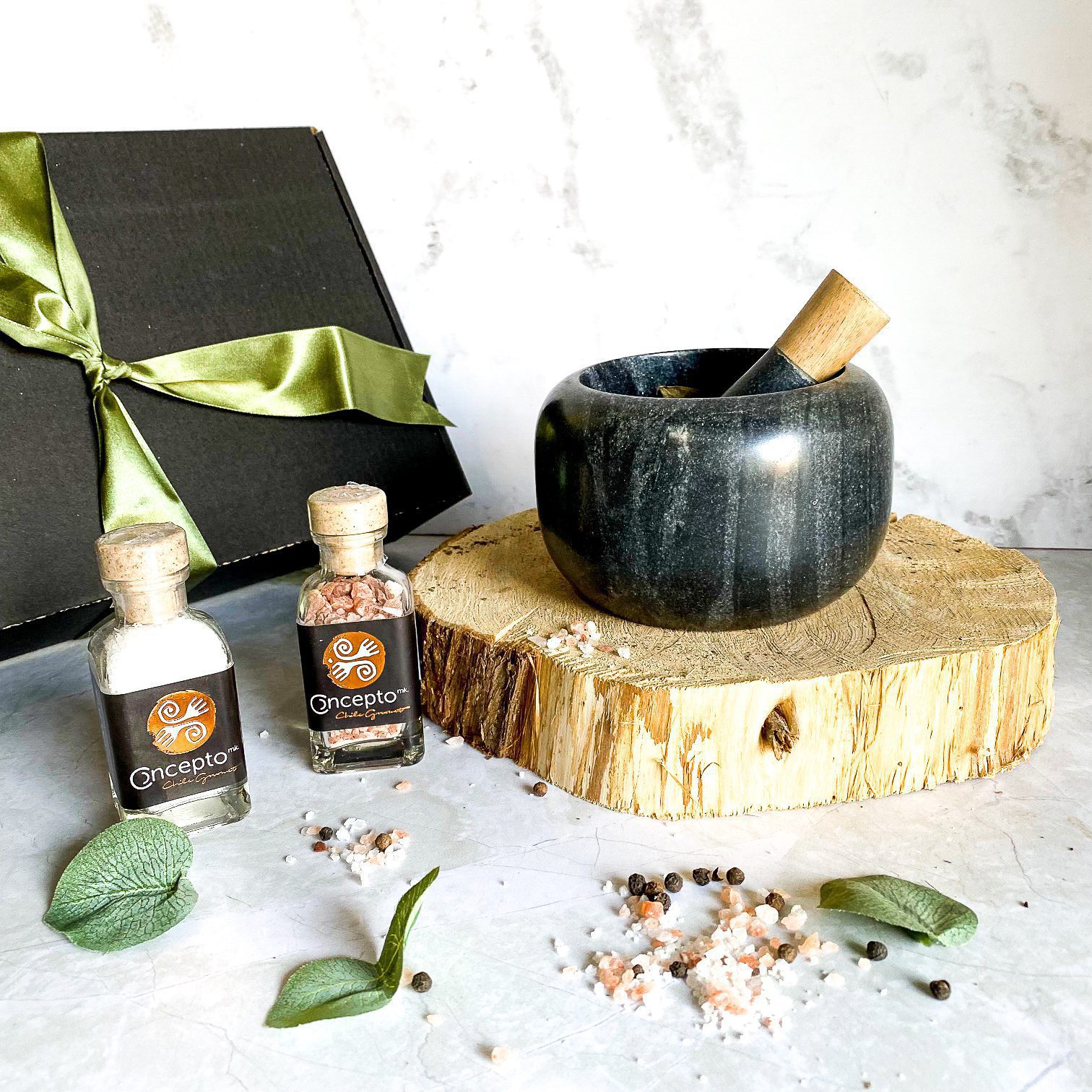 CAJA GOURMET MORTERO MARMOL + SALES - Imagen 2