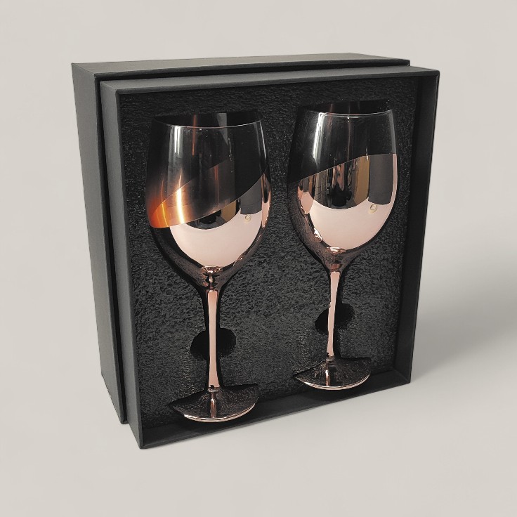 SET DE 2 COPAS COBRIZADAS VINO