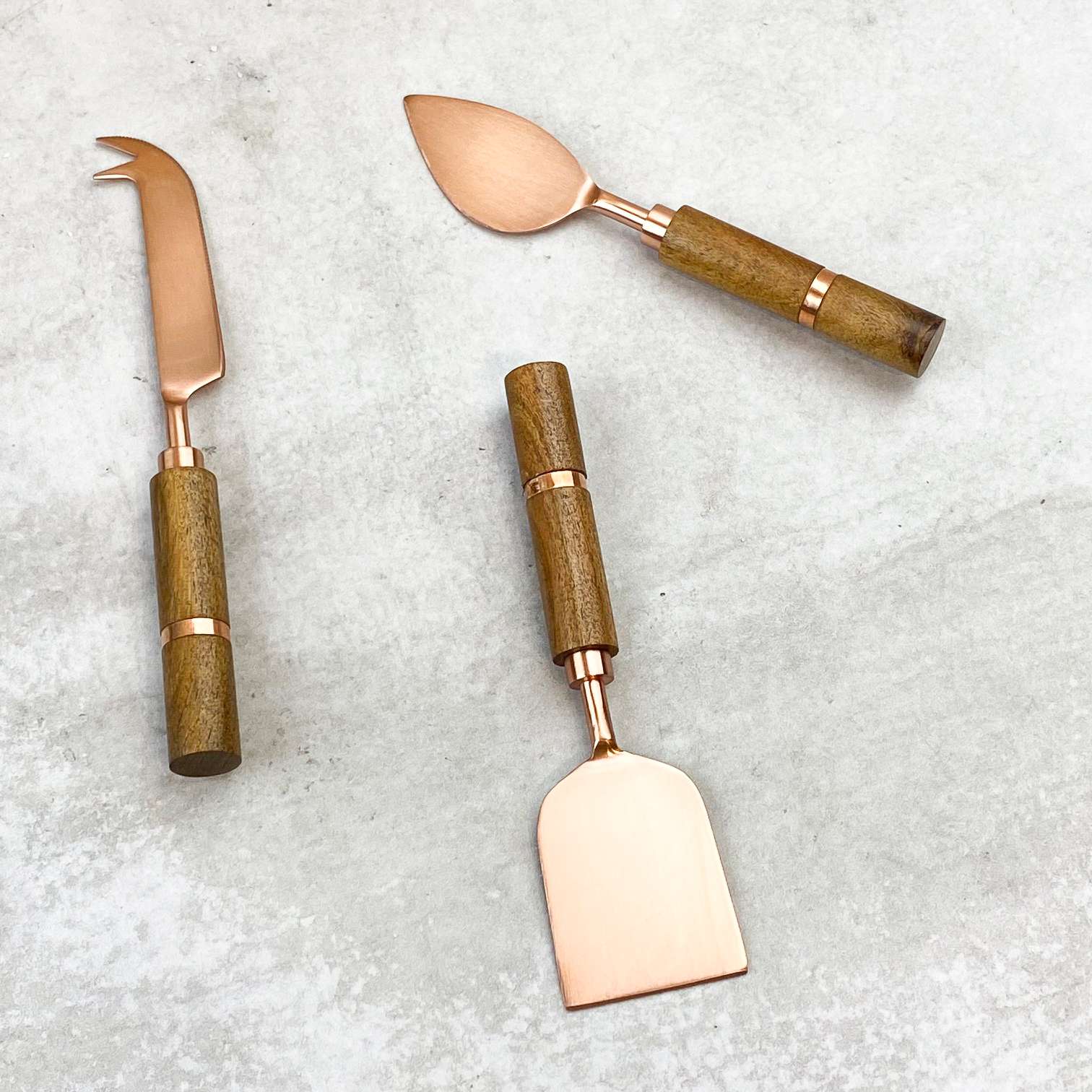 CUCHILLOS QUESO COBRE MADERA - Imagen 3