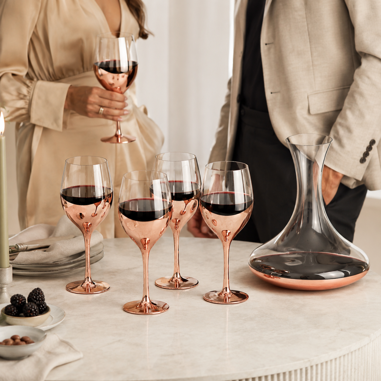 SET DE COPAS Y DECANTADOR PARA VINOS COBRIZADO - Imagen 3