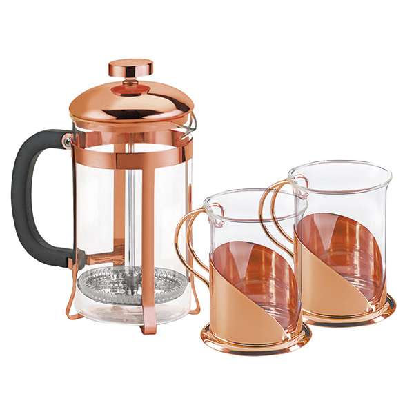 SET DE CAFETERA FRANCESA Y TAZAS ENCOBRIZADA - Imagen 5