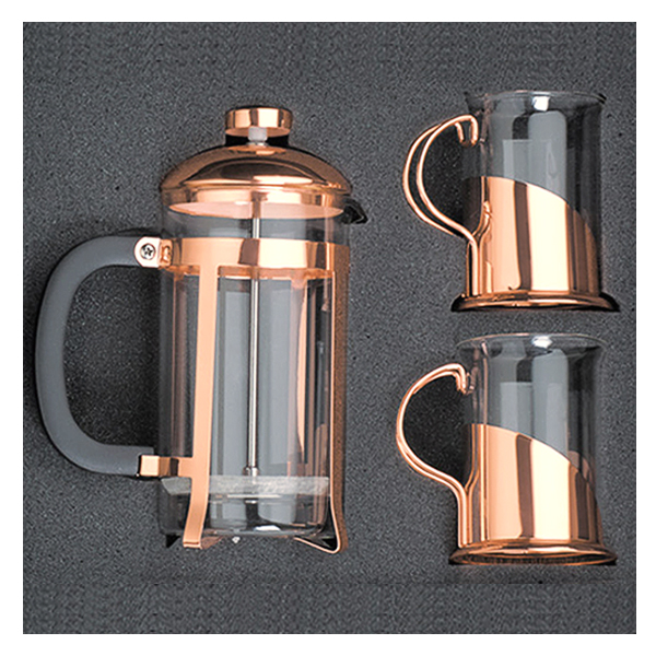 SET DE CAFETERA FRANCESA Y TAZAS ENCOBRIZADA - Imagen 3