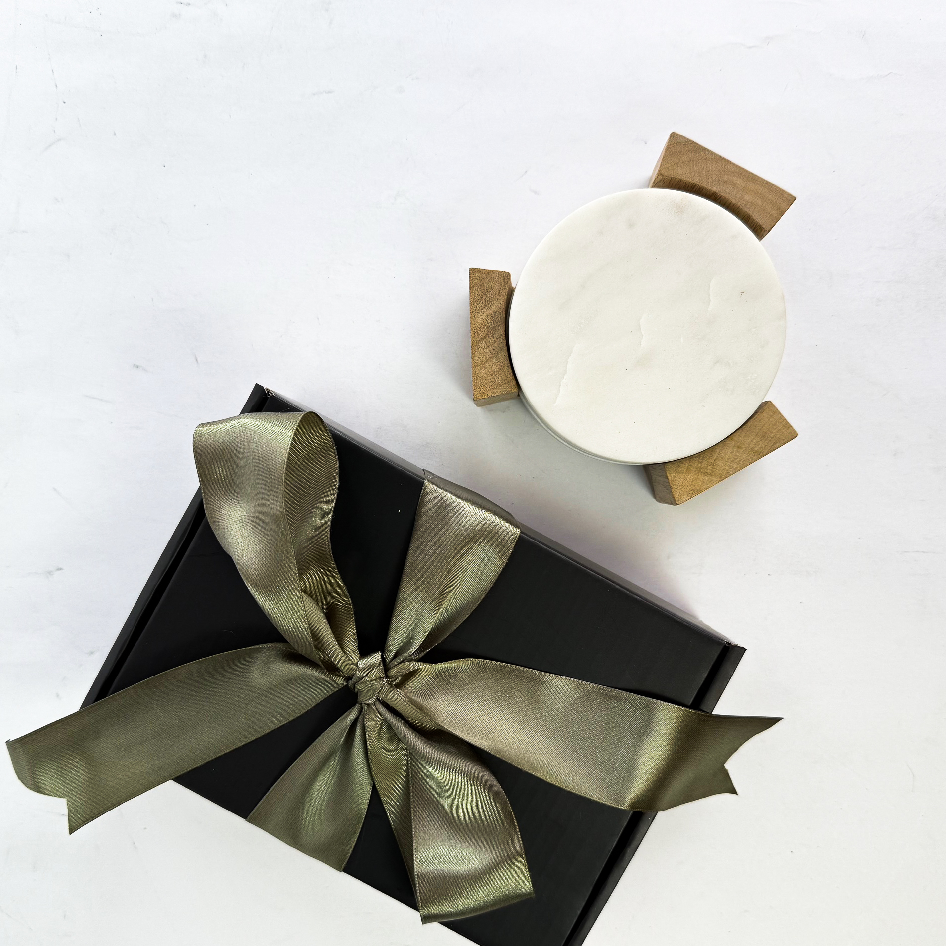 SET DE POSAVASOS MARMOL + BASE DE MADERA - Imagen 8