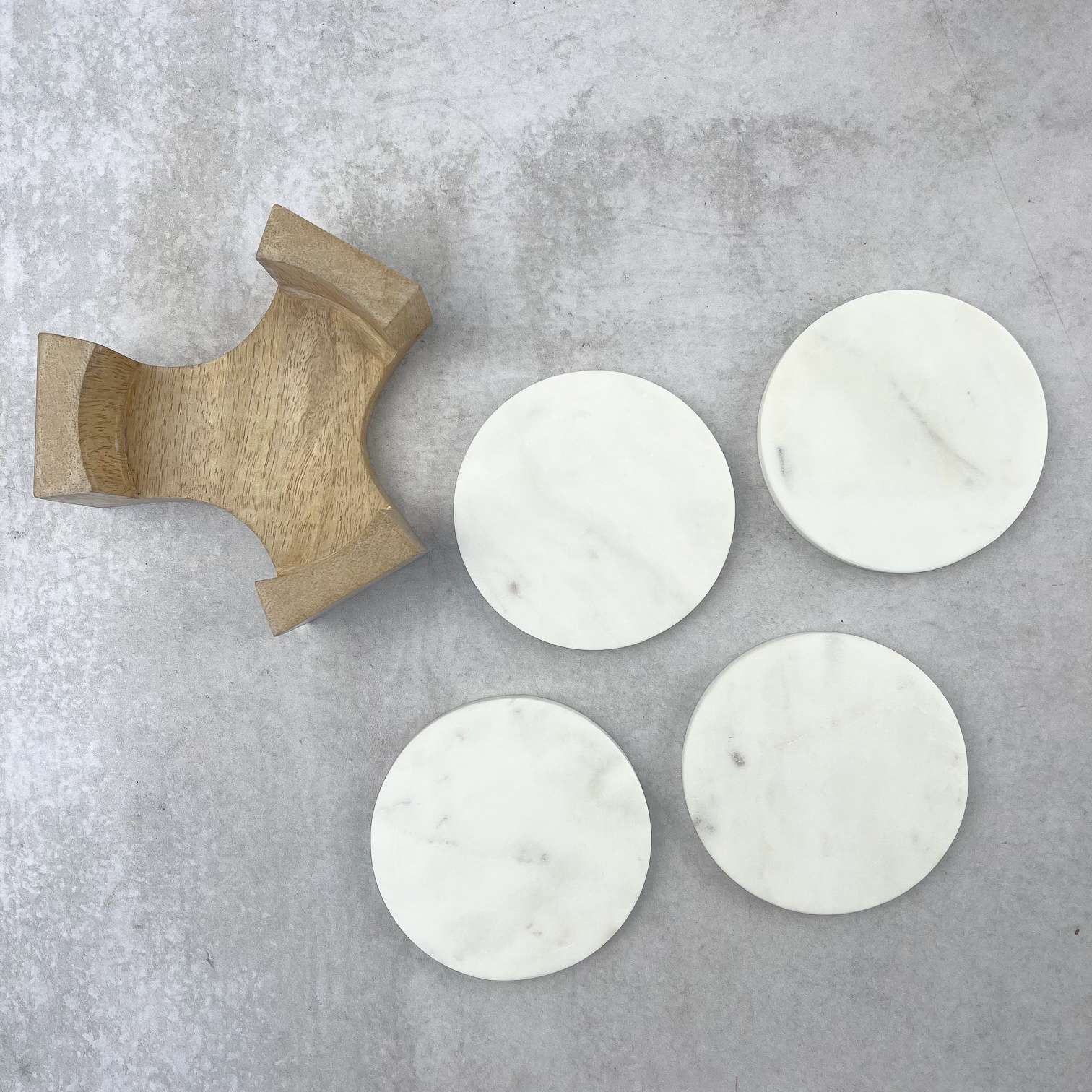 SET DE POSAVASOS MARMOL + BASE DE MADERA - Imagen 4