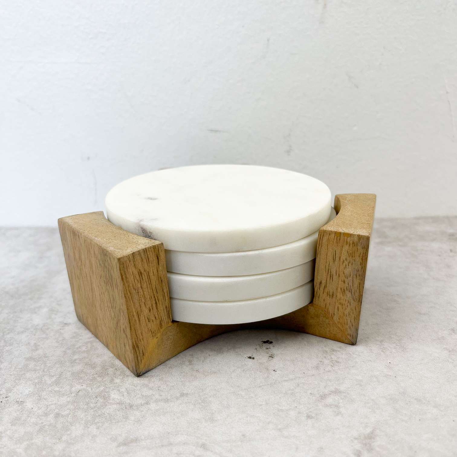 SET DE POSAVASOS MARMOL + BASE DE MADERA - Imagen 5