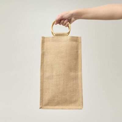 BOLSA DE YUTE PARA 2 BOTELLAS DE VINO 35x20x10