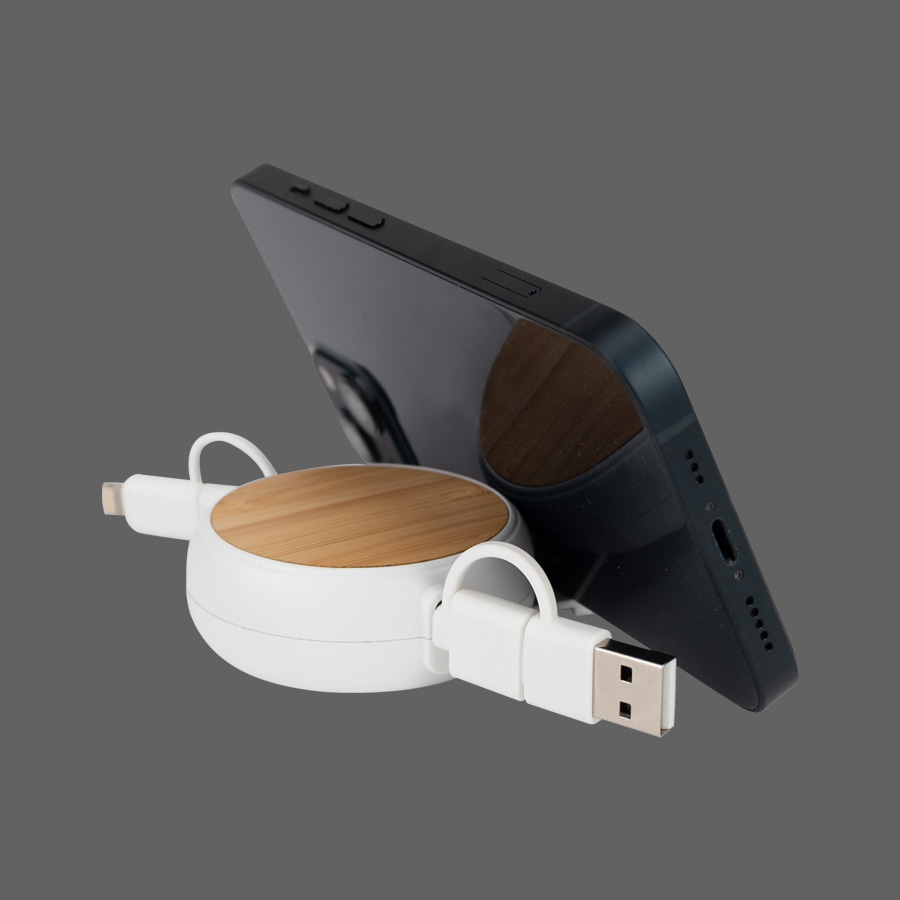 CONNECT MULTICARGADOR RETRÁCTIL 4 EN 1 DE ABS/BAMBOO - Imagen 5