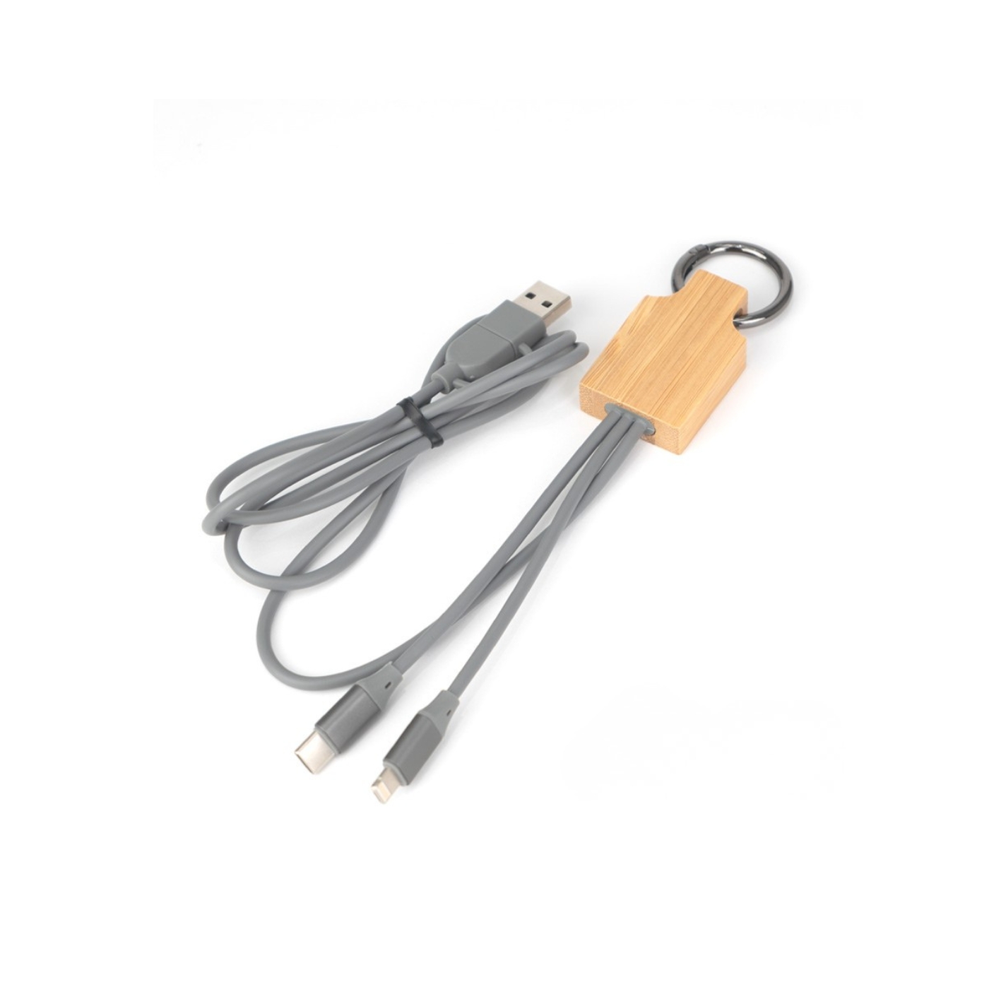 CONNECT MULTICARGADOR 4 EN 1 DE BAMBOO CON LLAVERO