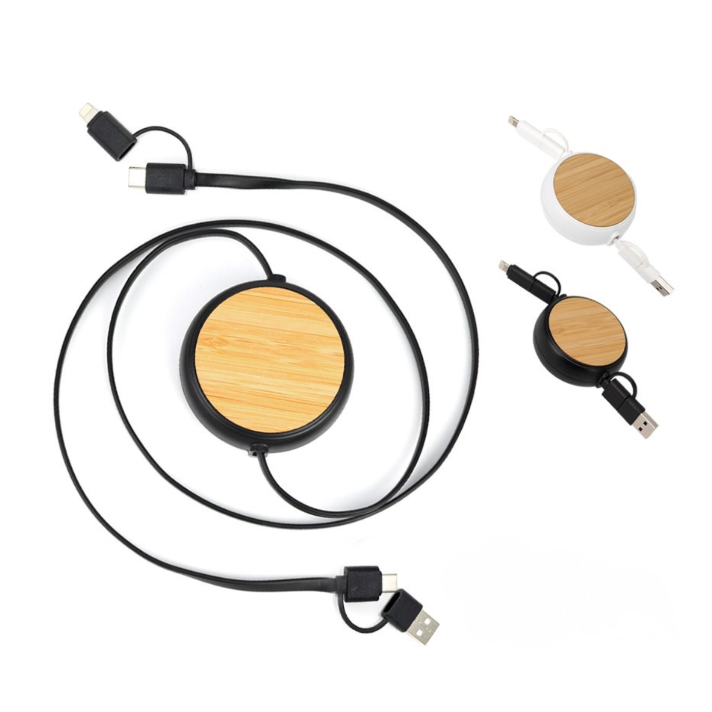 CONNECT MULTICARGADOR RETRÁCTIL 4 EN 1 DE ABS/BAMBOO