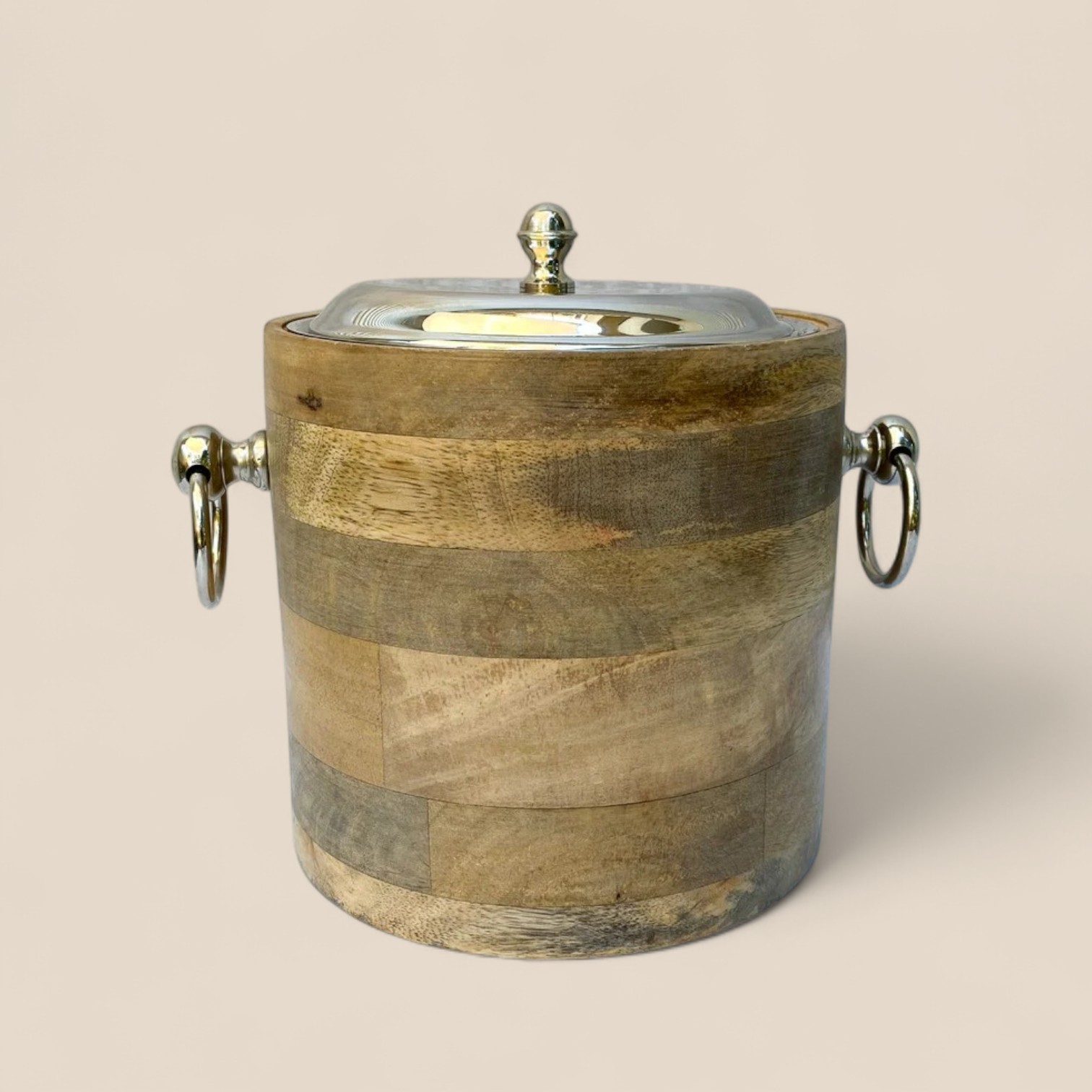 HIELERA DE MADERA CON TAPA ACERO INOX - Imagen 2