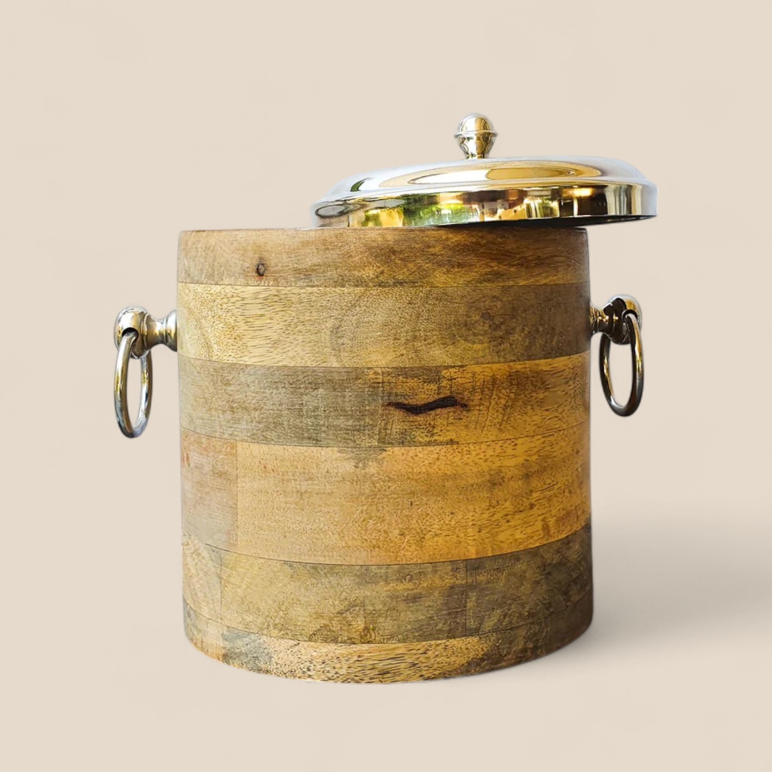 HIELERA DE MADERA CON TAPA ACERO INOX - Imagen 3