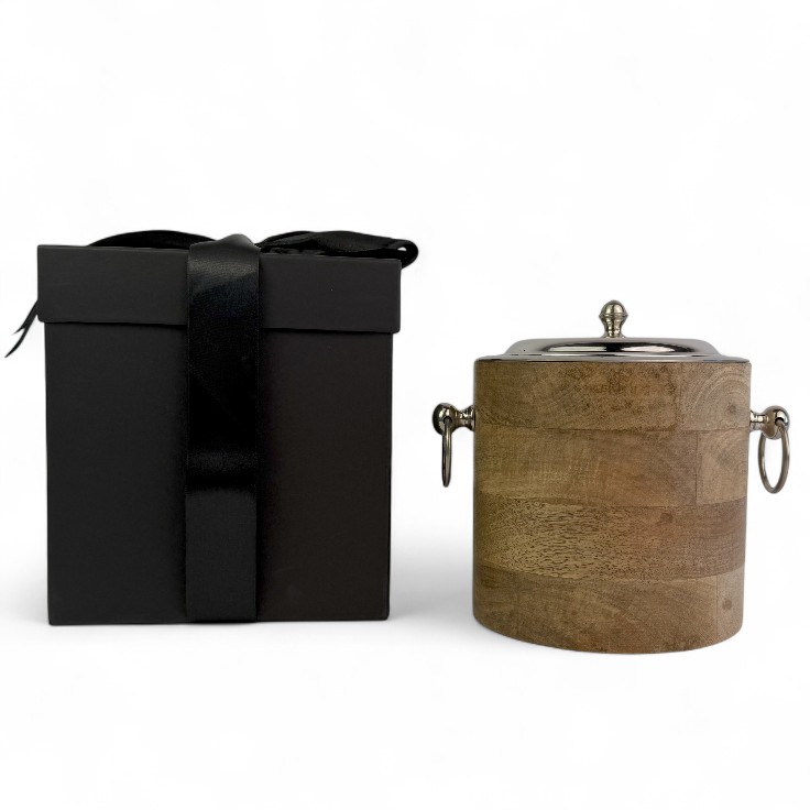 HIELERA DE MADERA CON TAPA ACERO INOX