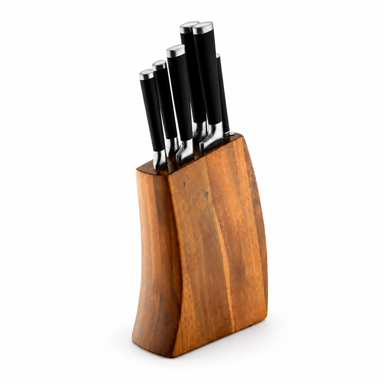 SET CUCHILLOS BASE MADERA ACACIA