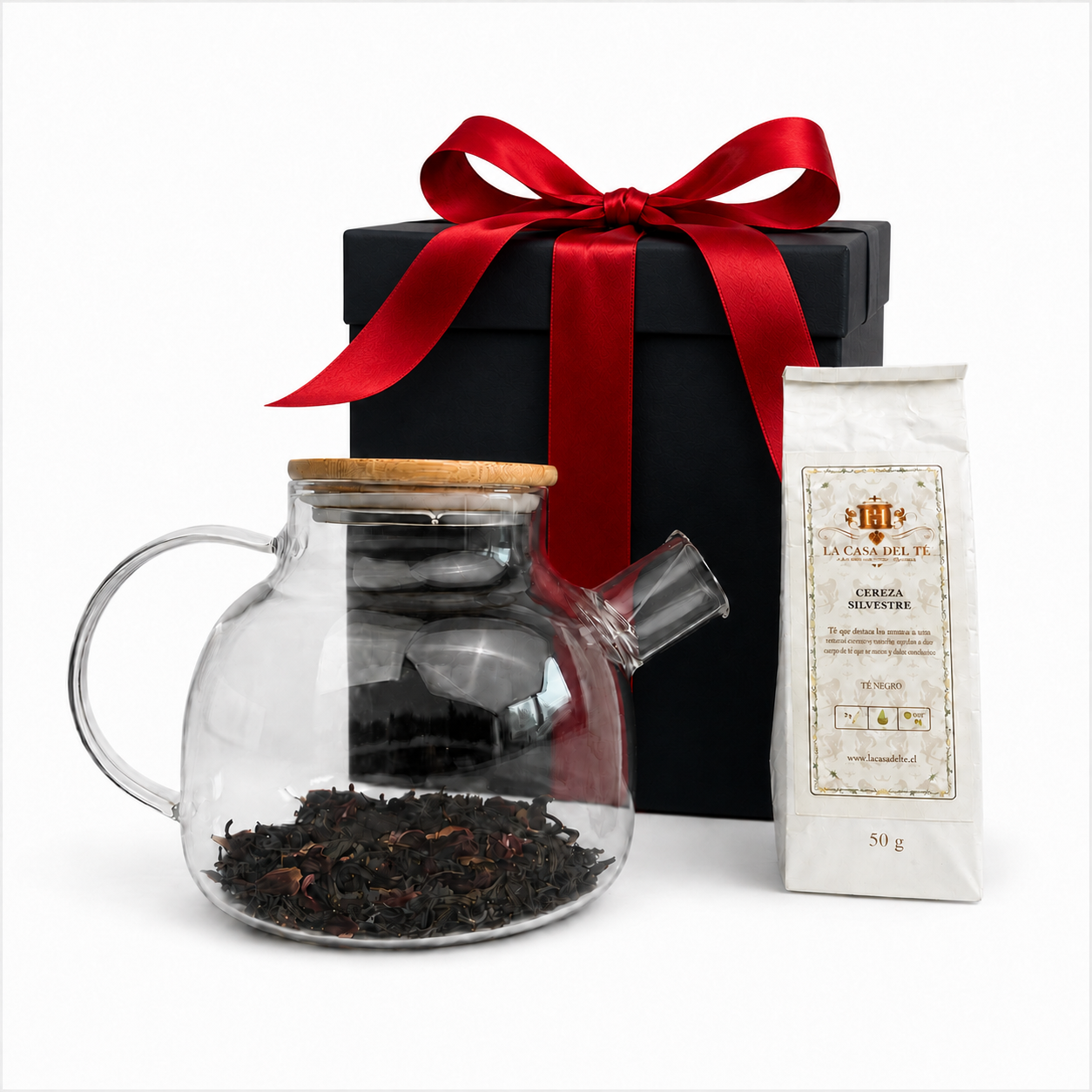 CAJA TETERA VIDRIO + TÉ