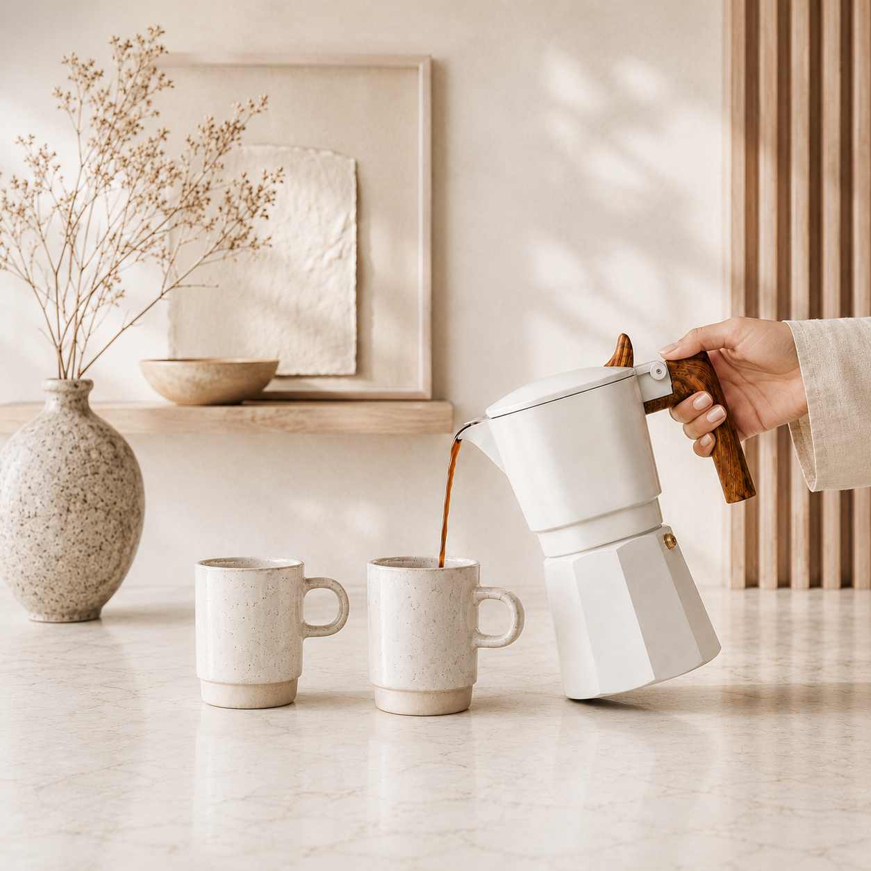 SET CAFETERA ITALIANA + TACITAS CAFÉ CERÁMICA GRES ( NOV 26 ) - Imagen 2