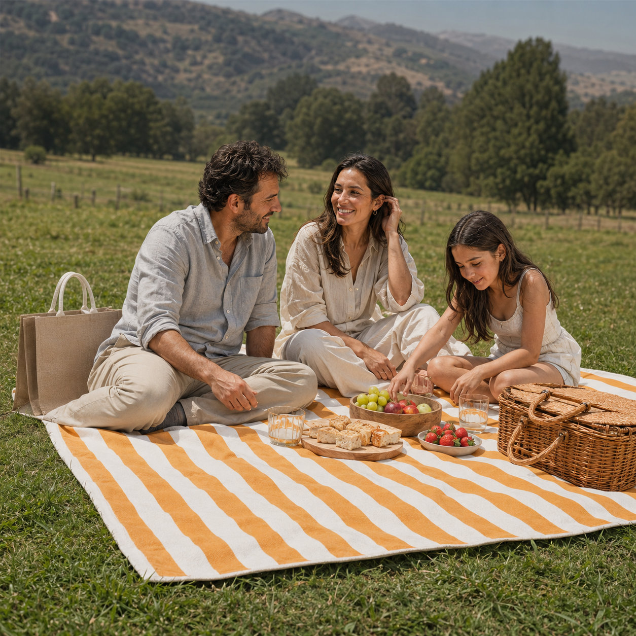 MANTA PICNIC CANTABRIA EN BOLSA YUTE - Imagen 2